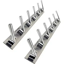 FOLX FBA21 Wall Mounted Stainless Steel Wall Hooks for Hanging Cloth/Door Hangers/Hook Rail/Bthroom Hanger/Towel Hangers/Key Ring Holder [ Combo Pack of 2 ] (SS Chrome Finish, 4 Hook Hanger)-picture-21