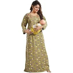 fomti Creation Women's Full Sleeve Hosiery Nighty/Night Dress Maternity Wear-picture-45