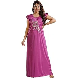 fomti Women's Hosiery Cotton Nighty/Night Dress/Gown in Maternity Wear Solid Maxi-picture-42