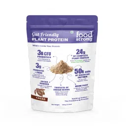 Foodstrong Gut Friendly Plant Protein | 24g Complete Plant Protein with Probiotics, Digestive Enzymes, Prebiotics & Indian Herbs | Vegan | No Sugar | 500g-image-1