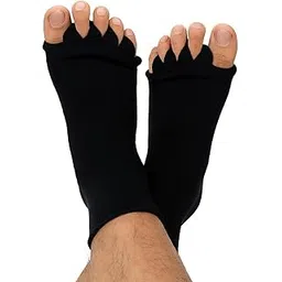 Foot Alignment Socks women 5 Finger Toe Separator for Men & Women (Free Size | Black) Plantar Fasciitis Leg Foot Pain Relief Bunion Corrector Hallux Valgus, Orthopaedic socks for Office, Yoga, Gym-picture-13