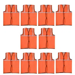 Foot Trends Polyester Safety Jacket Free Size Orange for Men (Pack of 10)-picture-27
