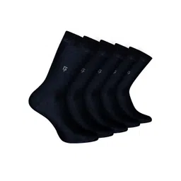 FOOTPRINT Men 5 Pairs Anti Odour Organic Cotton Calf-Length Solid Bamboo Formal Socks-image-13