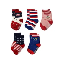 FOOTPRINTS Infants  Pack of 5 Assorted Organic Cotton Patterned Ankle Length Socks-picture-21