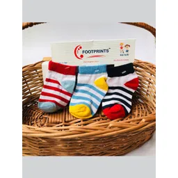 FOOTPRINTS Unisex Kids  Pack Of 3 Striped Ankle-Length Socks-picture-16