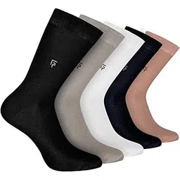 Organic Cotton Odourfree Bamboo Men's Formal Socks Pack of 5- Black, Grey, White, Navy, Brown-image-2