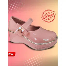 FootStation Girls Peach Mary Janes Wedge Heels-picture-19
