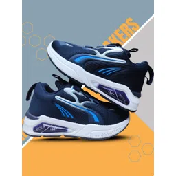 FootStation Unisex Kids Navy Blue & White Lace-Up Sneakers-picture-30