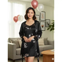 For You For Me Women Printed V-Neck Wrap Nightdress-picture-16