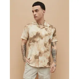 Forca By Lifestyle Beige Cotton Regular Fit Printed Shirt-picture-11