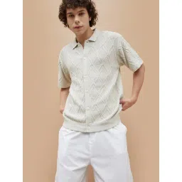 Forca By Lifestyle Beige Cotton Regular Fit Self Pattern Polo T-Shirt-picture-27