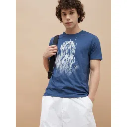 Forca By Lifestyle Blue Cotton Regular Fit Printed T-Shirt-picture-11