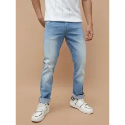 Forca By Lifestyle Blue Cotton Slim Fit Jeans-picture-32