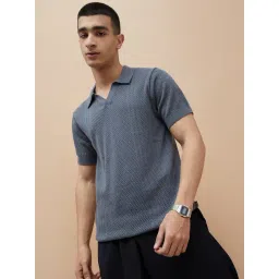 Forca By Lifestyle Blue Regular Fit Self Pattern Polo T-Shirt-picture-41
