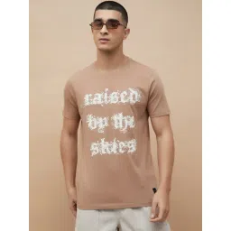 Forca By Lifestyle Brown Cotton Regular Fit Printed T-Shirt-picture-23