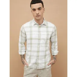 Forca By Lifestyle Off White Cotton Regular Fit Checks Shirt-picture-24