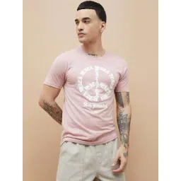 Forca By Lifestyle Pink Cotton Regular Fit Printed T-Shirt-picture-43