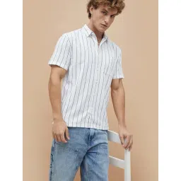 Forca By Lifestyle White Cotton Regular Fit Striped Shirts-picture-45