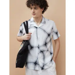 Forca Men Abstract Printed Cuban Collar Casual Shirt-picture-17