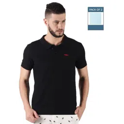 Force NXT Black & Alaskan Blue Cotton Regular Fit Polo T-Shirt-image-44