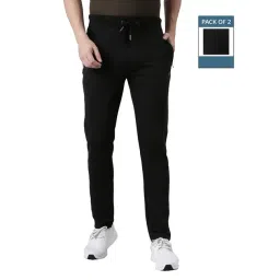 Force NXT Black & Melange Grey Cotton Regular Fit Trackpants - Pack Of 2-image-23