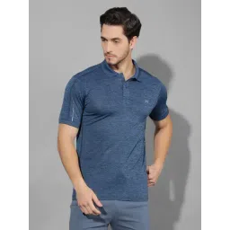 Force NXT Blue Regular Fit Self Pattern Sports Polo-picture-47