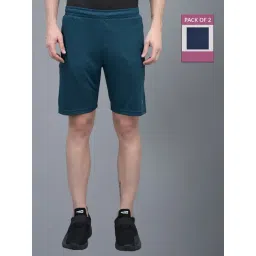 Force NXT Green & Navy Regular Fit Sports Shorts- Pack Of 2-picture-17