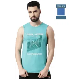 Force NXT Green & Princess Blue Cotton Regular Fit Printed Vest - Pack Of 2-picture-11