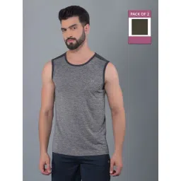 Force NXT Grey & Olive Regular Fit Gym Vest - Pack Of 2-picture-28