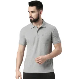 Force NXT Grey Melange Cotton Regular Fit Polo T-Shirt-picture-24
