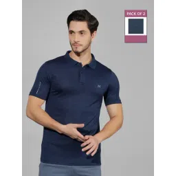 Force NXT Indigo & Navy Regular Fit Sports Polo - Pack Of 2-picture-23