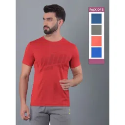 Force NXT Multicolored Regular Fit Printed Sports T-Shirt - Pack Of 5-image-33