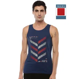 Force NXT Navy & Red Cotton Regular Fit Printed Vest - Pack Of 2-picture-32