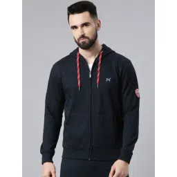 Force NXT Navy Cotton Regular fit Solid Hooded Sweatshirt-picture-39