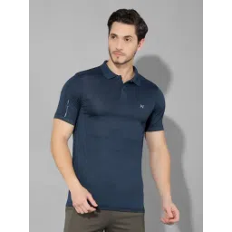 Force NXT Navy Regular Fit Self Pattern Sports Polo-picture-24