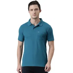 Force NXT Peacock Blue Cotton Regular Fit Polo T-Shirt-picture-40