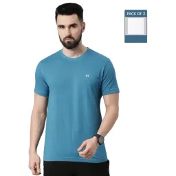 Force NXT Sea Blue & White Cotton Regular Fit T-Shirt-picture-19