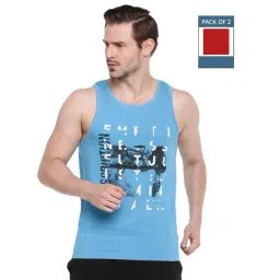 Force NXT Sky Blue & Red Cotton Regular Fit Printed Vest - Pack Of 2-picture-28