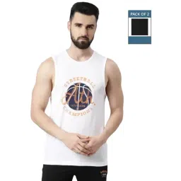 Force NXT White & Black Cotton Regular Fit Printed Vest - Pack Of 2-picture-14