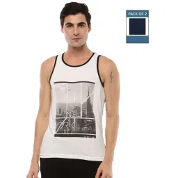 Force NXT White & Navy Cotton Regular Fit Printed Vest - Pack Of 2-picture-48