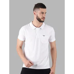 Super Combed Cotton Collared Men Solid Polo Neck Pure Cotton White T-Shirt-image-30