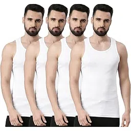 Super Combed Egyptian Cotton Mens Pack of 4 White Vest-image-29
