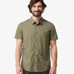 forclaz Men Half Sleeve Shirt Army Green - Travel 100-picture-11