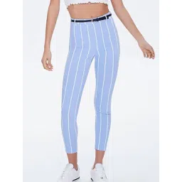 Forever 21 Light Blue & White Striped Pants-image-27