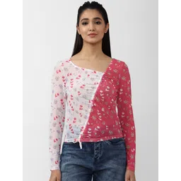 FOREVER 21 Red & White Floral Print Top-image-9
