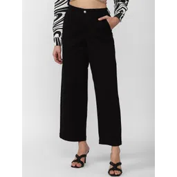 FOREVER 21 Women Black Solid Parallel Trousers-image-3