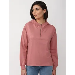 FOREVER 21 Women Pink Hooded Sweatshirt-image-7