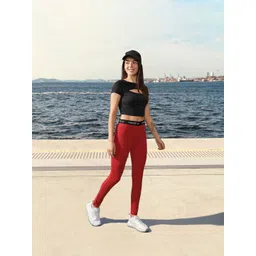 FOREVER 21 Women Red Solid Tights-image-36