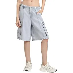 forever 21 Women Solid Regular Fit Denim Shorts-picture-12