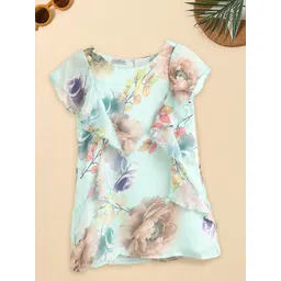 FOREVER FRIDAY Girl Flutter Sleeves Floral Printed A-Line Dress-image-49